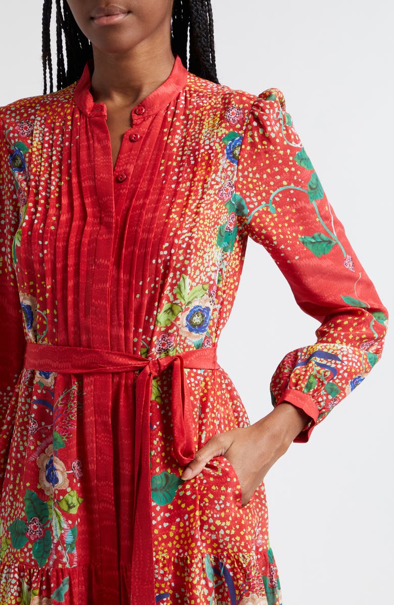 SALONI Remi Long Sleeve Silk Dress, Alternate, color, 