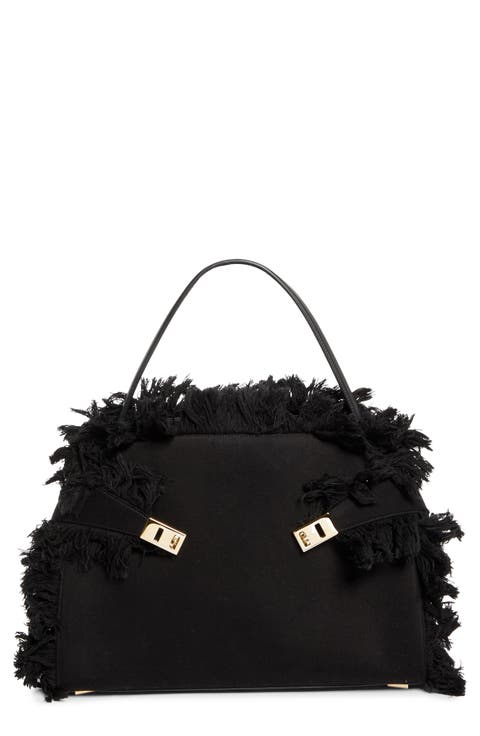 Medium Hug Fringed Top Handle Bag
