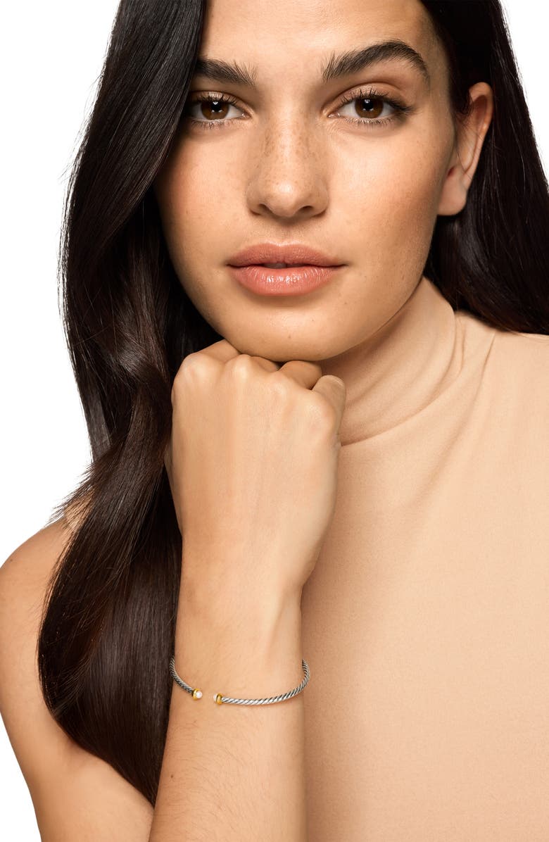 David Yurman Micro Cable Flex Bracelet, Alternate, color, Pearl