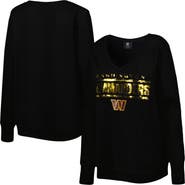 CUCE Women's Cuce Black Washington Commanders Sequin Logo V-Neck Pullover Sweatshirt