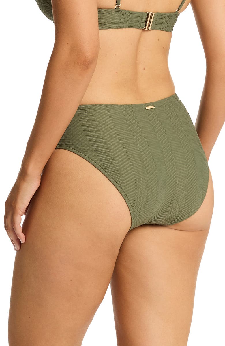 Sea Level Caracus Mid Rise Bikini Bottoms, Alternate, color, Khaki