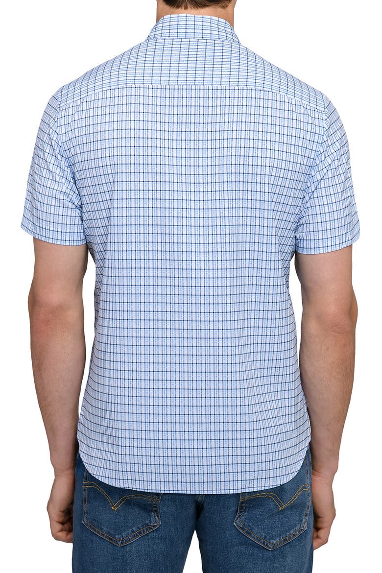 Plaid Woven Short Sleeve Basic, Alternate, color, WHITE/BLUE
