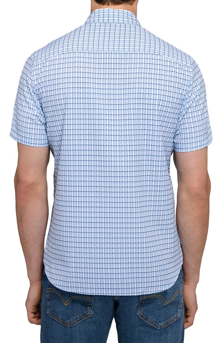 CONSTRUCT Plaid Woven Short Sleeve Basic, Alternate, color, White/Blue
