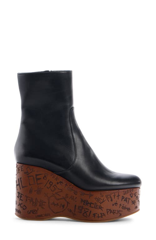 Chloé Graphic Print Ankle Boots With Platform Sole In Black