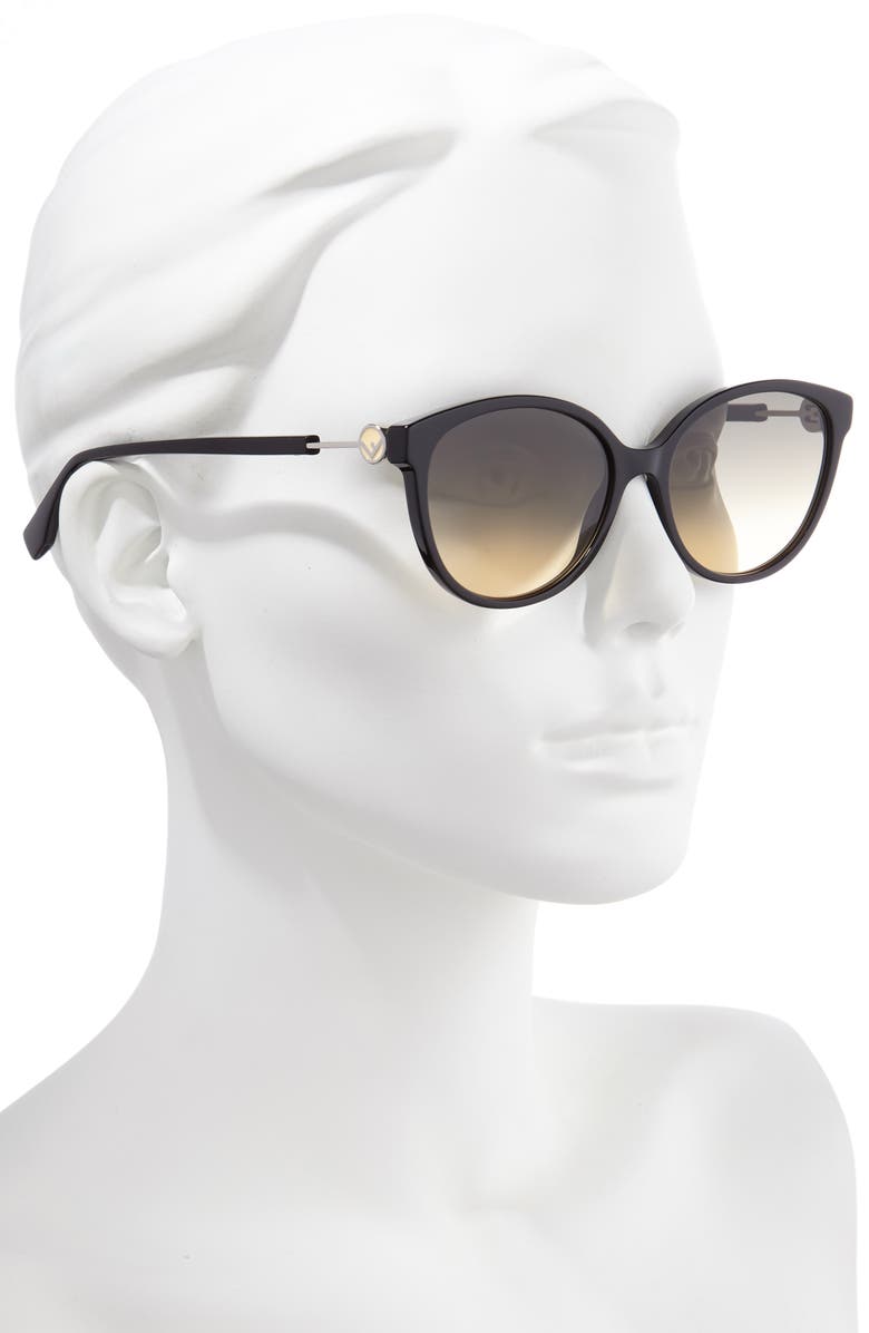 Fendi 57mm Round Cat Eye Sunglasses, Alternate, color,