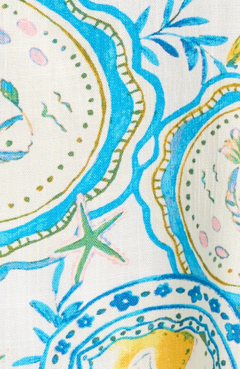 SUGARLIPS Harvest Island Brinley Ruffle One-Shoulder Top, Alternate, color, White/ Blue/ Yellow