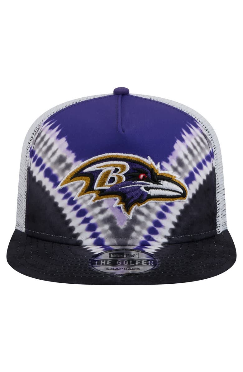 New Era Men's New Era Purple/Black Baltimore Ravens Throwback Dye Golfer Snapback Hat, Alternate, color, 