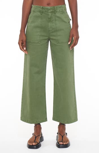 Pistola Sophia Stretch Cotton Ankle Wide Leg Pants In Green
