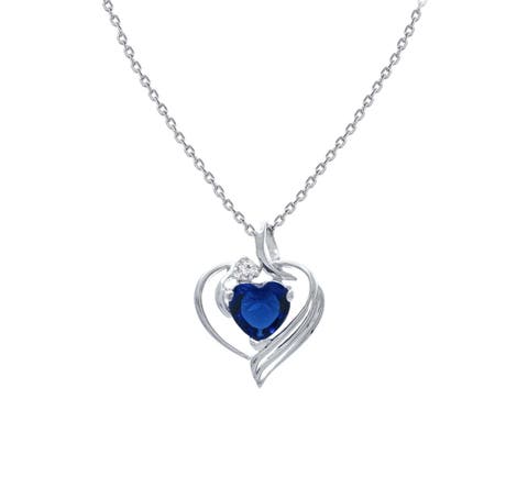 Sterling Silver Gemstone Heart Necklace
