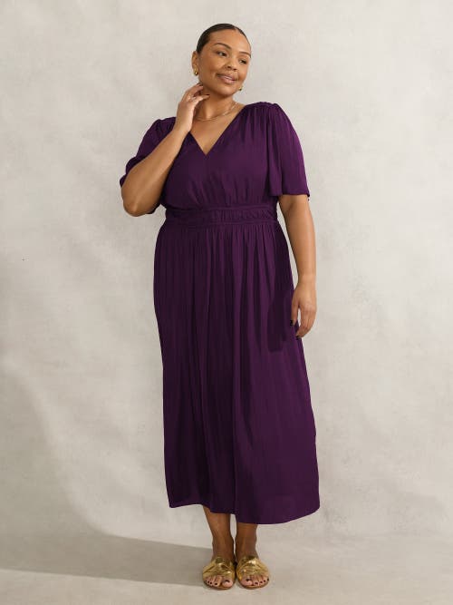 Live Unlimited V-neck Flutter Sleeve Dress In Purple