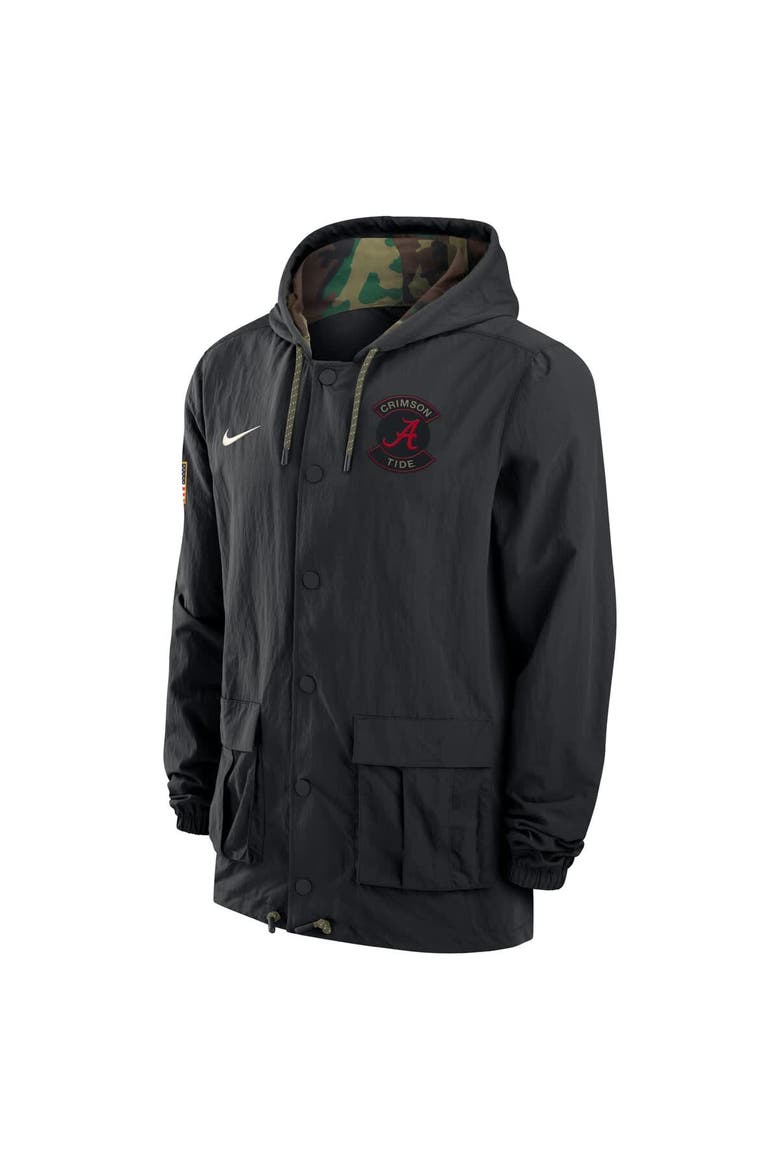 Men's Nike Black Alabama Crimson Tide Full-Snap Hoodie Military Jacket, Alternate, color, Black