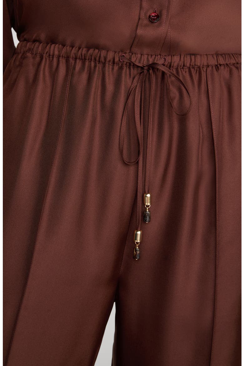 The Pintuck Wide Leg Silk Lounge Pants, Alternate, color, CURRANT