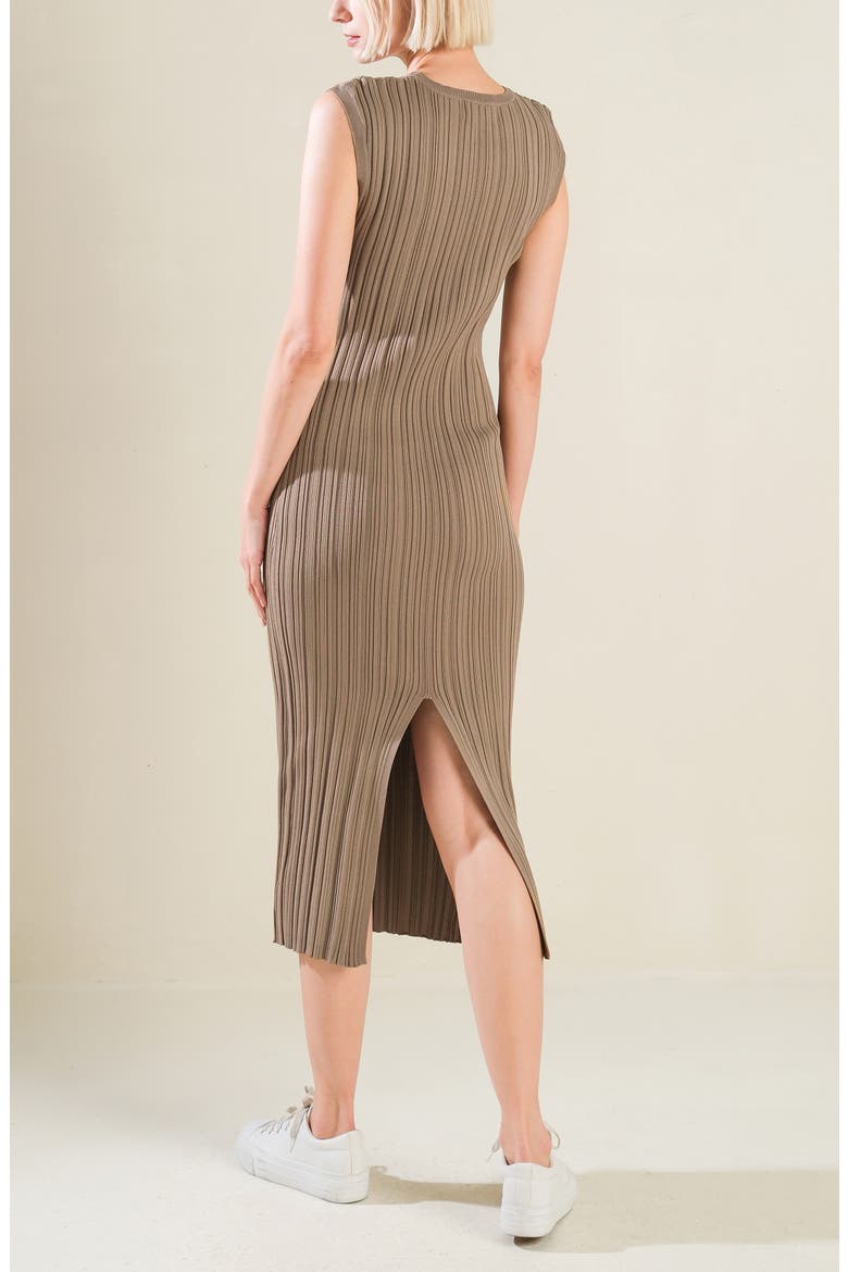 Sleeveless Ribbed Midi Sweater Dress, Alternate, color, BROWN