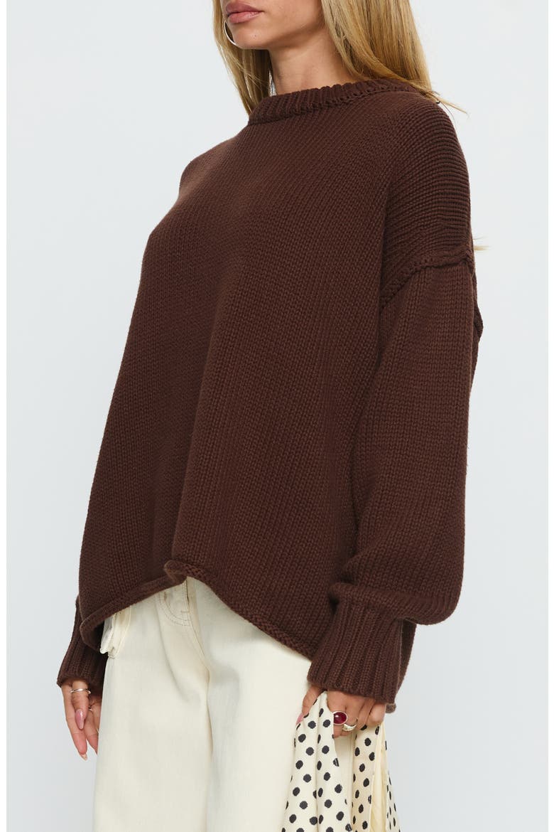 Wilda Oversize Cotton Crewneck Sweater, Alternate, color, BROWN
