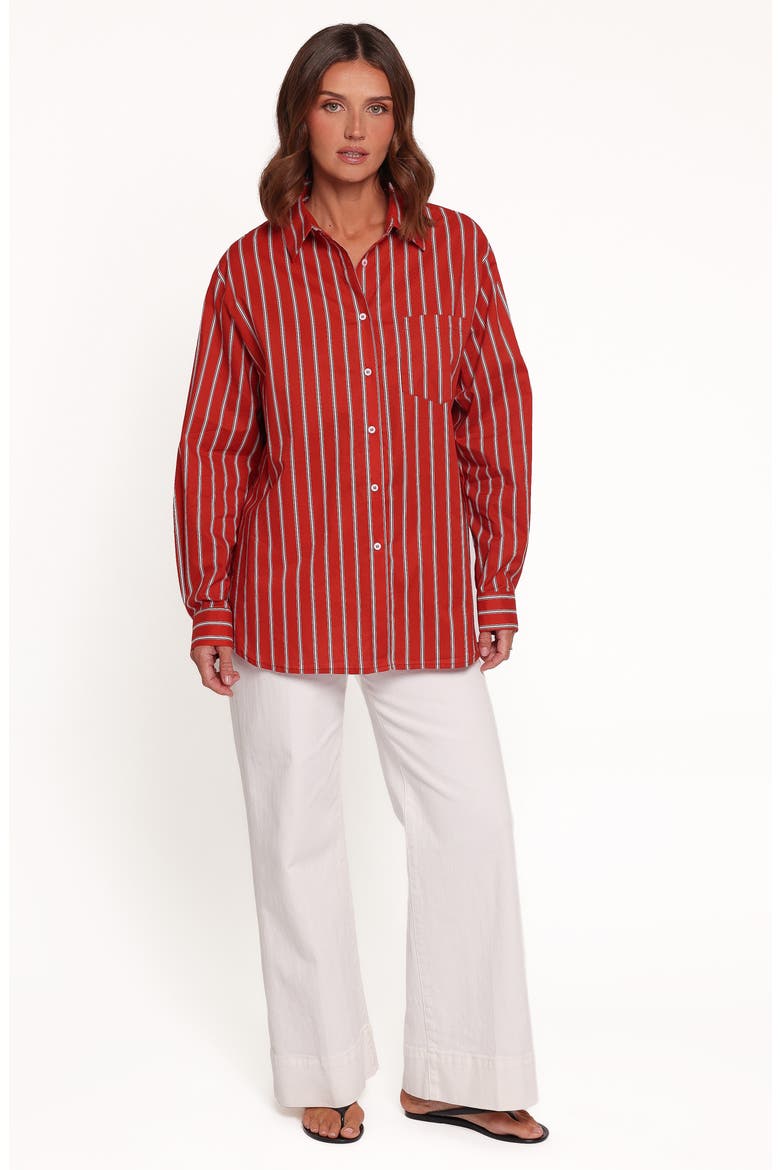 Palmer Striped Cotton Shirt, Alternate, color, RED STRIPE
