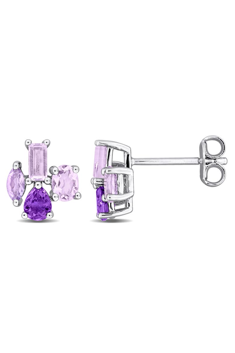 Amethyst & Pink Amethyst Stud Earrings, Main, color, Amethyst