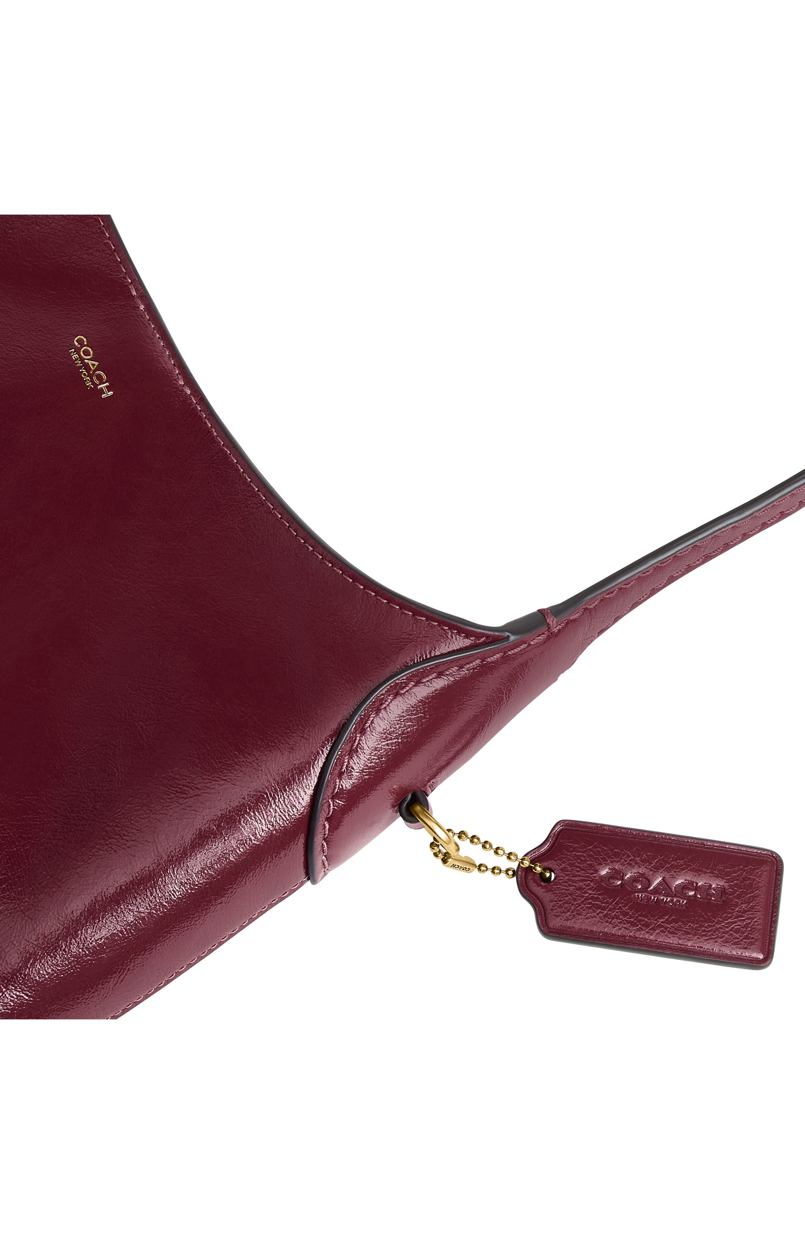 Brooklyn 26 Glazed Leather Shoulder Bag, Alternate, color, B4/ DARK CHERRY