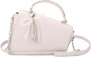 OMG Accessories Bow Angled Flap Faux Leather Crossbody Bag