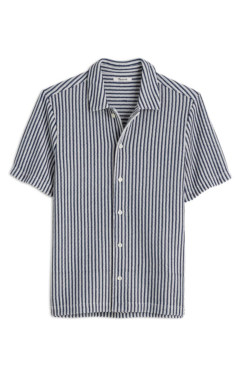 Madewell Textured Knit Camp Shirt, Alternate, color, Deep Water