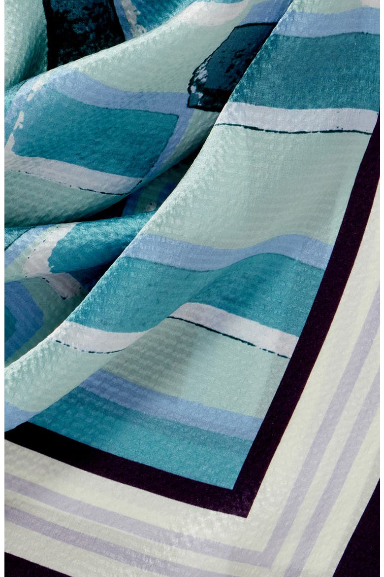 Oversized Silk Square Scarf, Alternate, color, TEAL MIST BRUSHED GRID