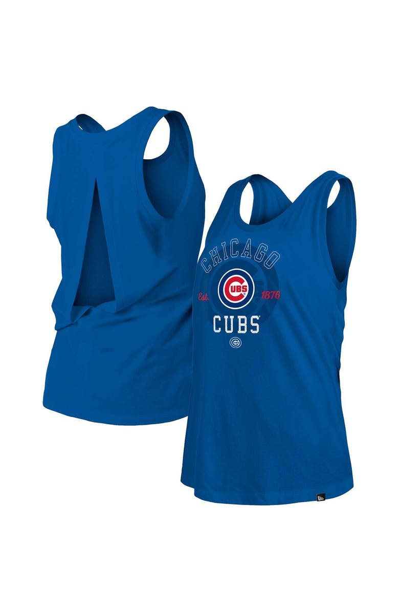 New Era Women's New Era Royal Chicago Cubs Open Back Tank Top, Alternate, color,