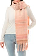 MARCUS ADLER Plaid Fringe Scarf