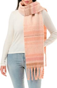 MARCUS ADLER Plaid Fringe Scarf
