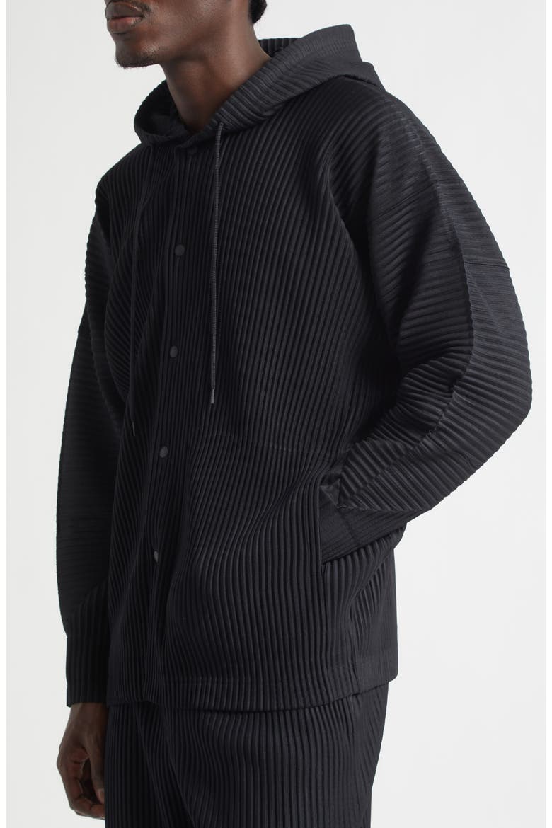 Monthly Colors February Pleated Hooded Jacket, Alternate, color, BLACK