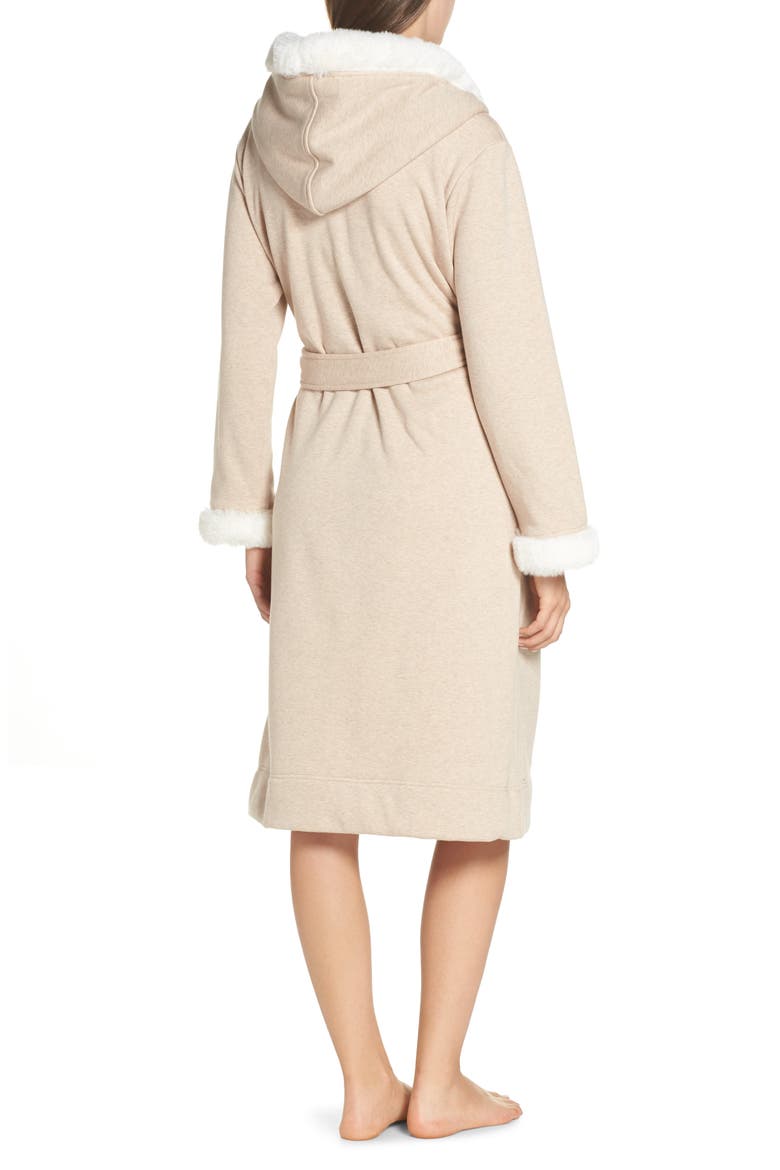 Duffield II Deluxe Faux Fur Trim Robe, Alternate, color, OATMEAL HEATHER