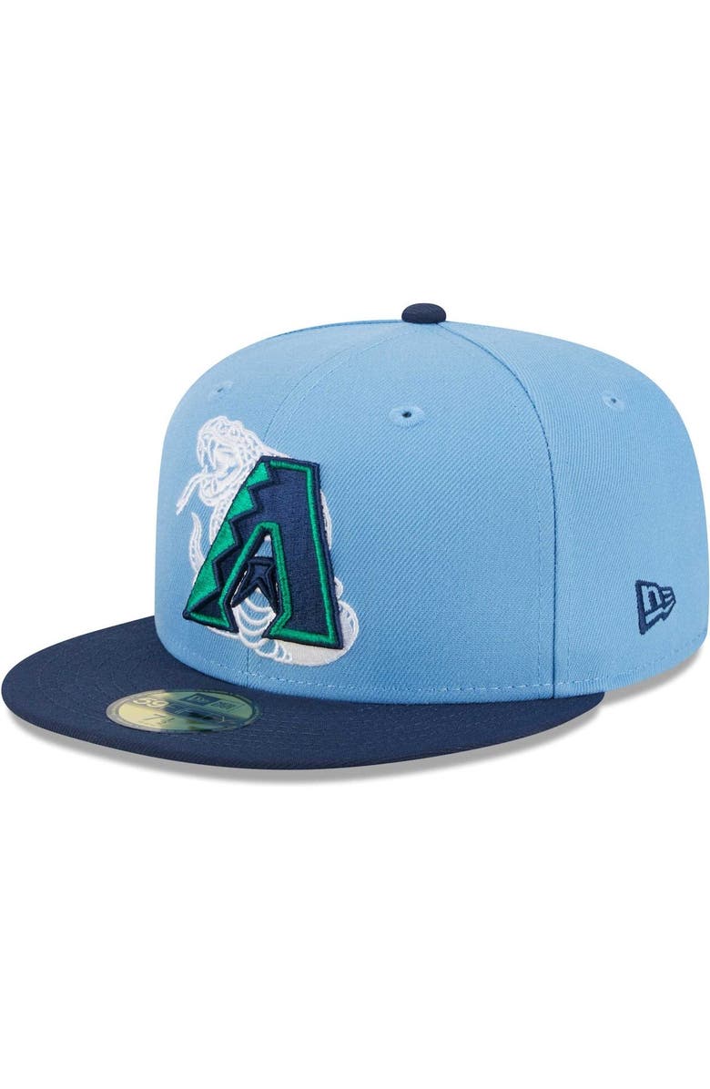 New Era Men's New Era Light Blue/Navy Arizona Diamondbacks Green Undervisor 59FIFTY Fitted Hat, Alternate, color, 