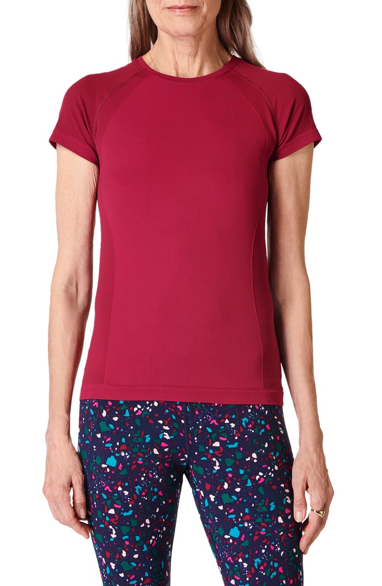 Sweaty Betty Athlete Seamless Workout T-Shirt, Main, color, Vamp Red