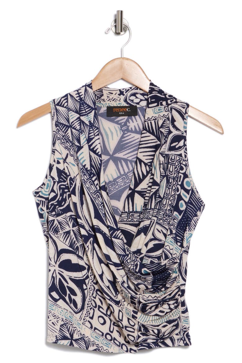 Surplice V-Neck Sleeveless Top, Alternate, color, NAVY