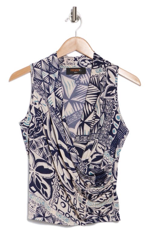 Renee C Surplice V-neck Sleeveless Top In Navy