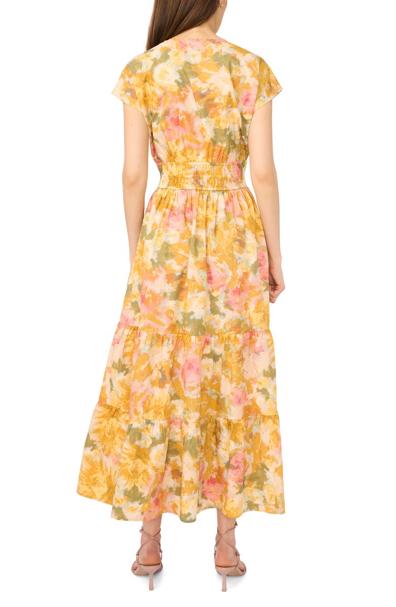 CeCe V-Neck Cotton Midi Dress, Alternate, color, Harvest Gold