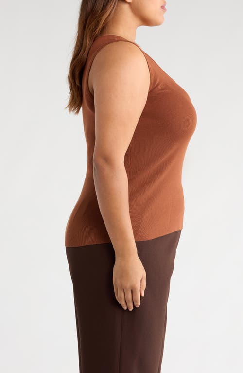 Tahari Asl Scoop Neck Sweater Tank In Brown