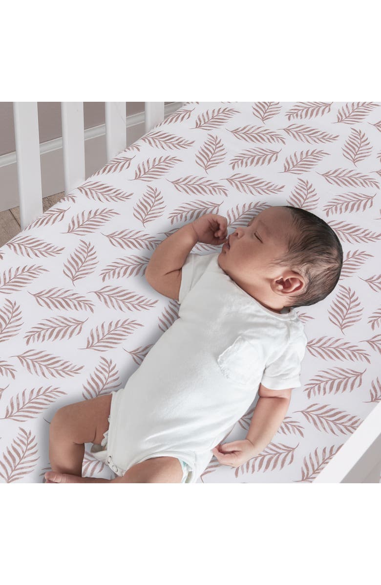 Lambs & Ivy Signature Leaves Print Organic Cotton Fitted Crib Sheet, Alternate, color, Brown