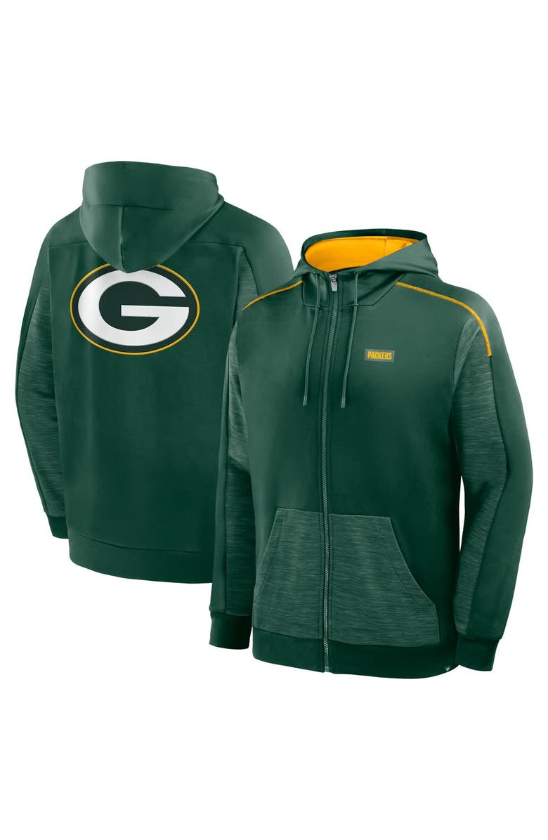 FANATICS Men's Fanatics Green Green Bay Packers Checkdown Pass Full-Zip Hoodie, Main, color,