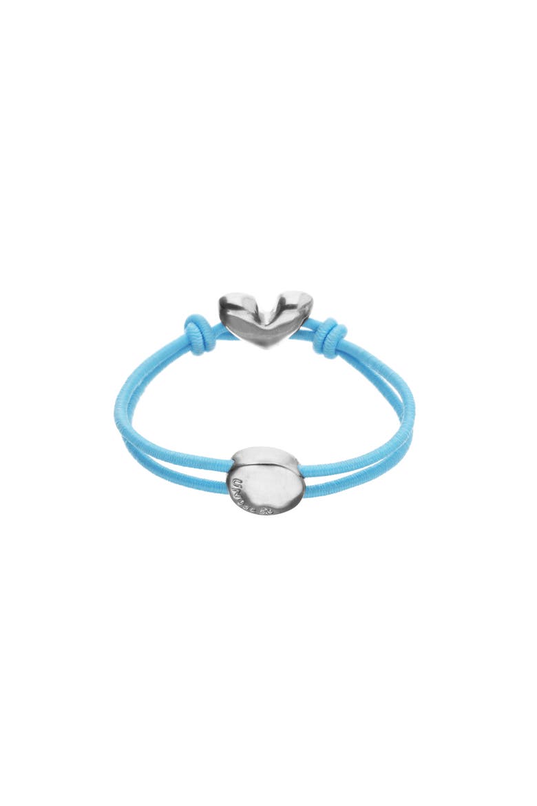 Elastic Thread Bracelet with Sterling Silver Plated Heart, Alternate, color, Blue