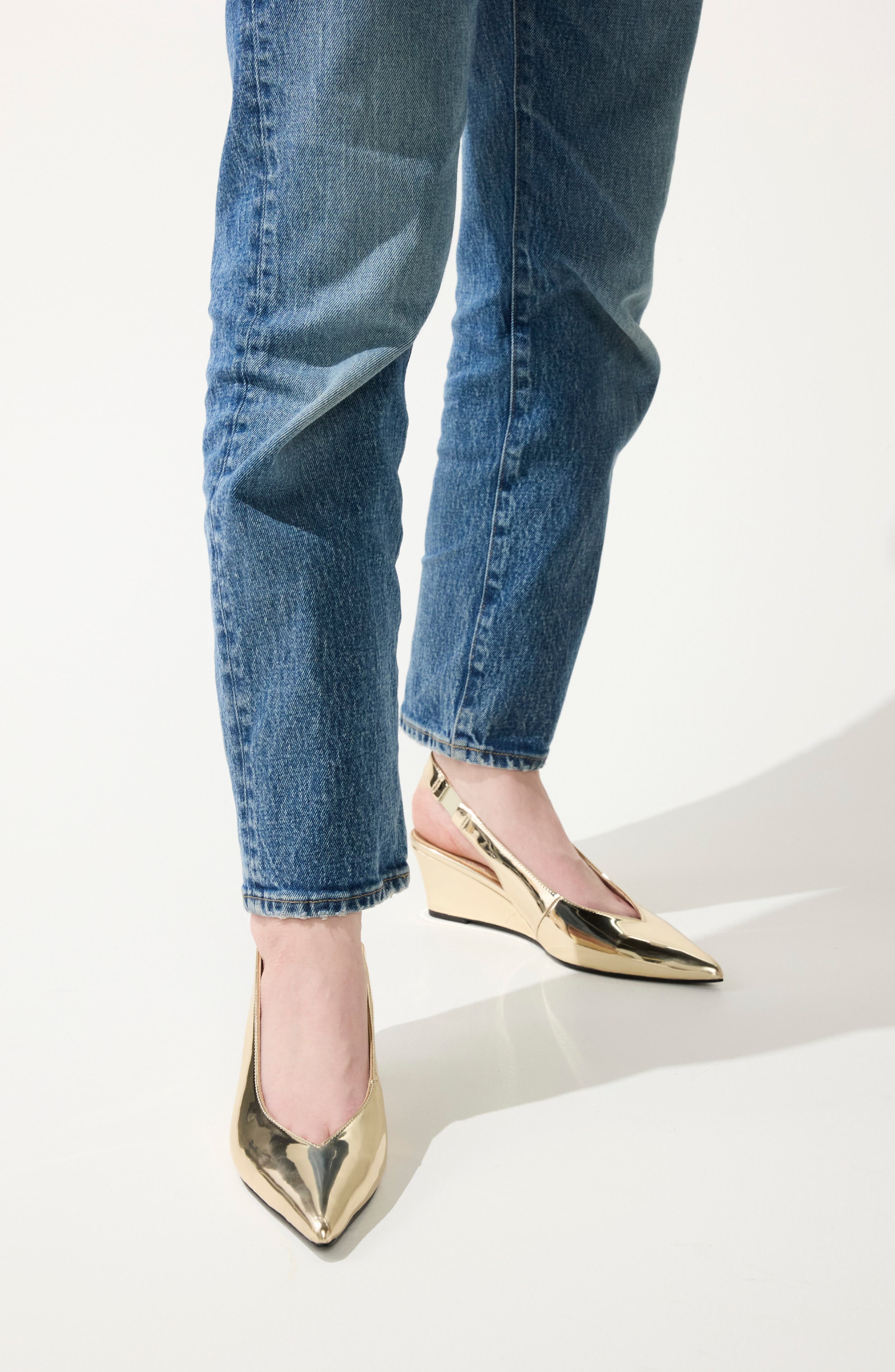 Yosi Samra Phoebe Slingback Pointed Toe Pump, Alternate, color, Gold