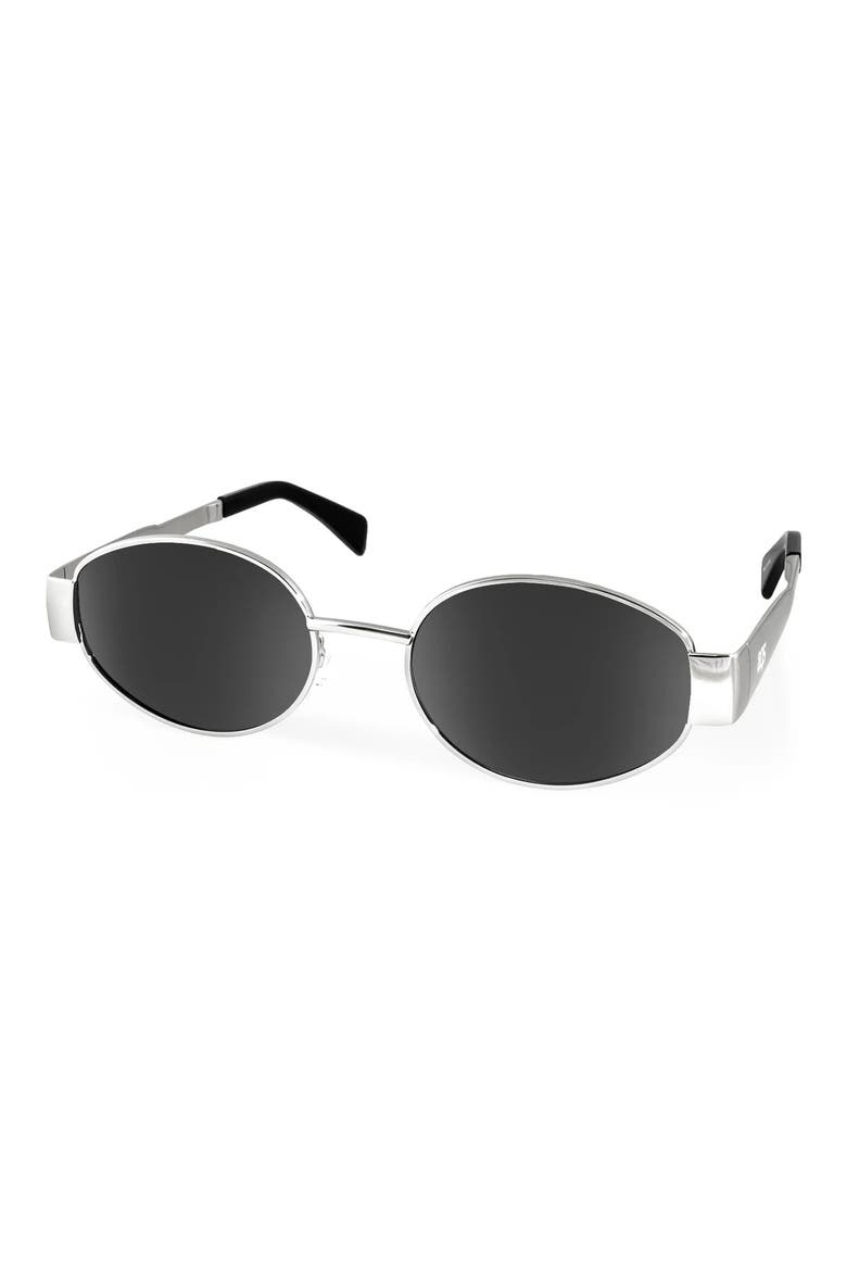 Heni Oval Polarized Sunglasses, Alternate, color, SILVER/ BLACK