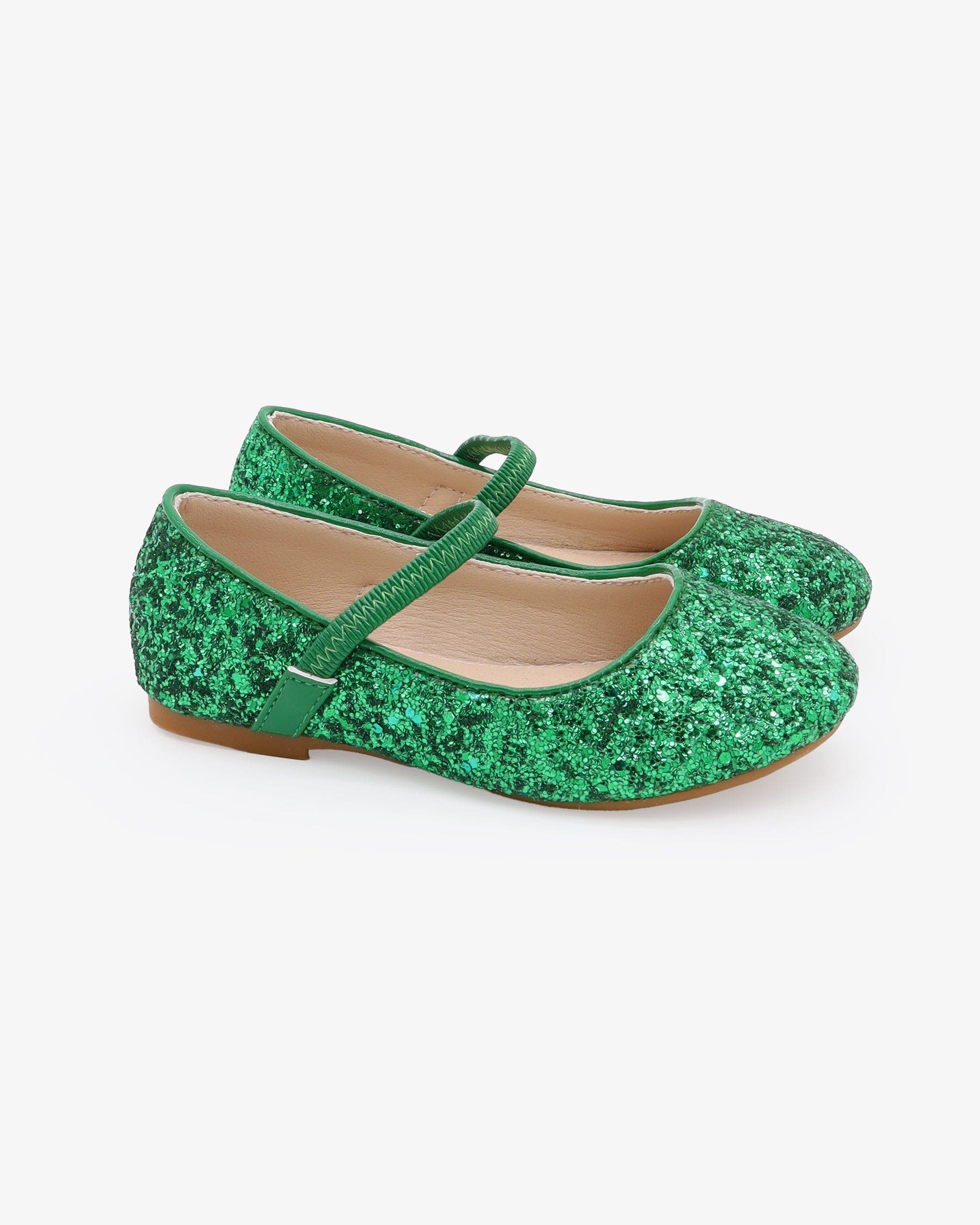 Kailee P Ridley-RG Rock Glitter Mary Jane Ballet Flats, Main, color, Green