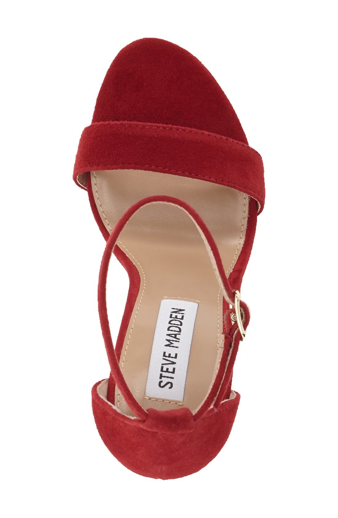 Carrson Ankle Strap Sandal, Alternate, color, DARK RED SUEDE