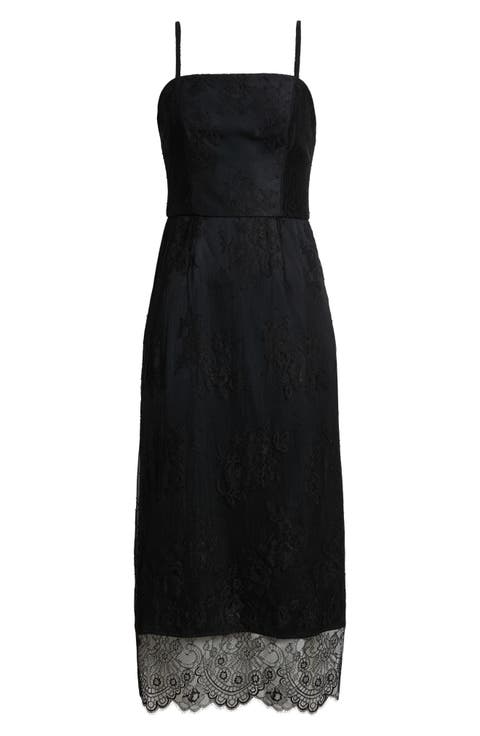 Lace Column Midi Dress