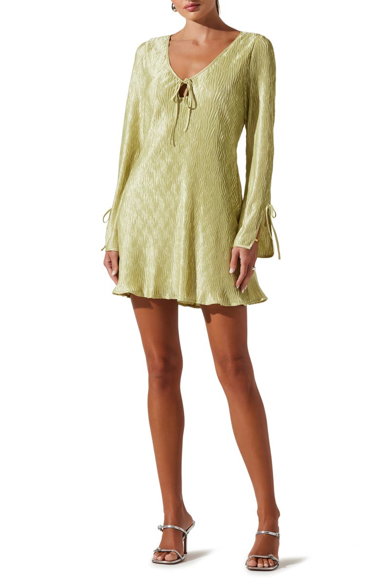 ASTR the Label Long Sleeve Plissé Minidress, Main, color, 