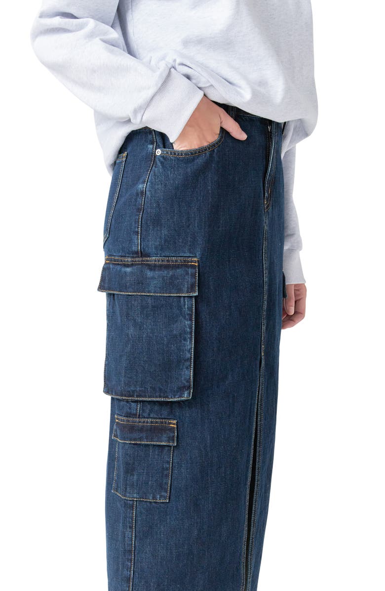 Grey Lab Denim Cargo Maxi Skirt, Alternate, color, Blue