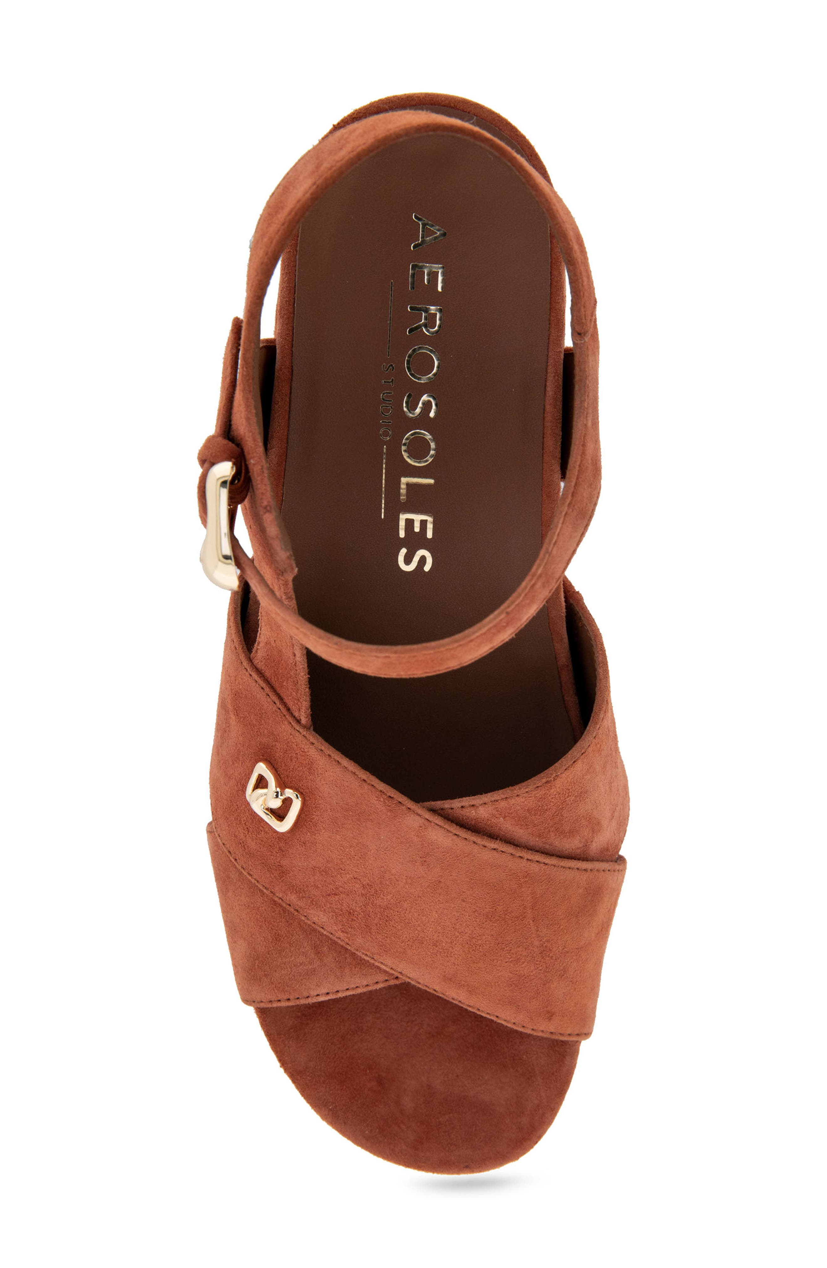 Aerosoles Cora Ankle Strap Platform Sandal, Alternate, color, Rust Suede