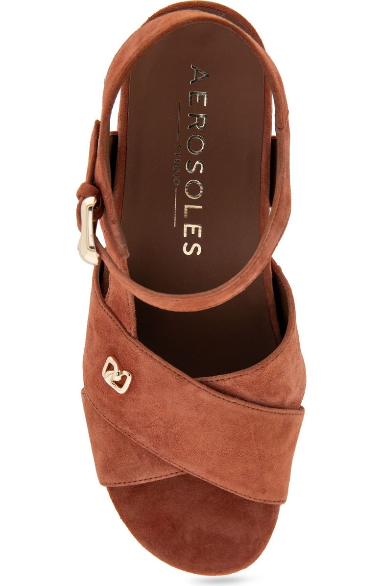 Aerosoles Cora Ankle Strap Platform Sandal, Alternate, color, Rust Suede