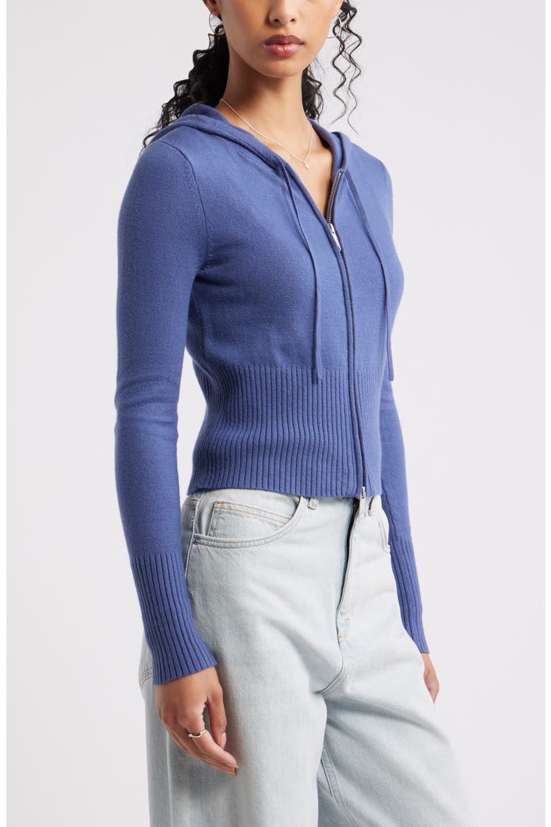Fitted Cotton Blend Hoodie, Alternate, color, BLUE INDIGO
