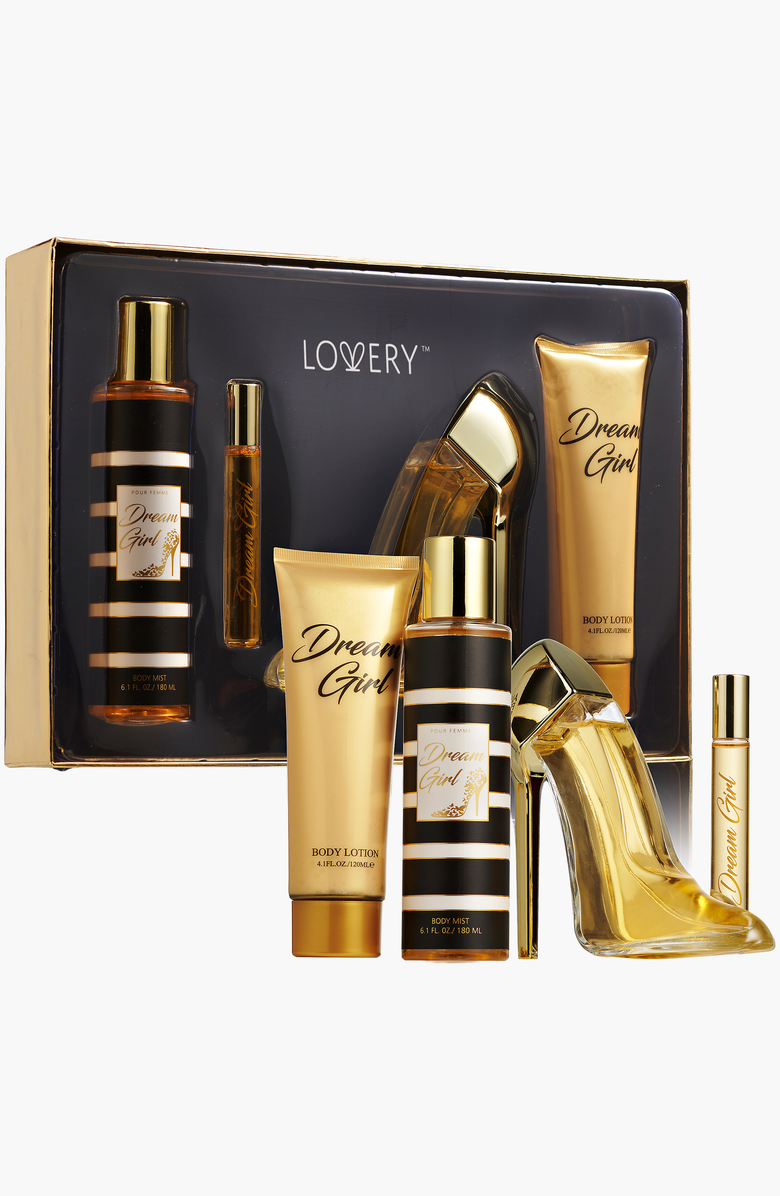 Lovery Dream Girl Premium 4-Piece Home Spa Set, Main, color, Gold / Black