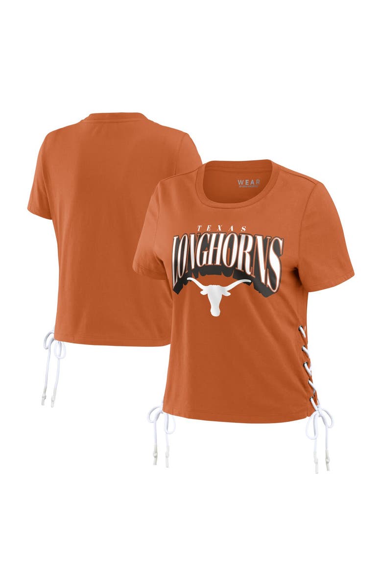 WEAR by Erin Andrews Women's WEAR by Erin Andrews Texas Orange Texas Longhorns Side Lace-Up Modest Crop T-Shirt, Alternate, color, 